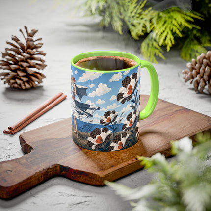 🌊🌼 The Windswept Seaside Promenade Colorful Mug – Art Deco Coastal Elegance
