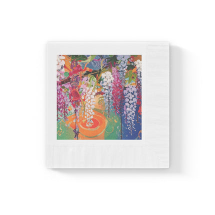 Golden Wisteria Elegance White Coined Napkins