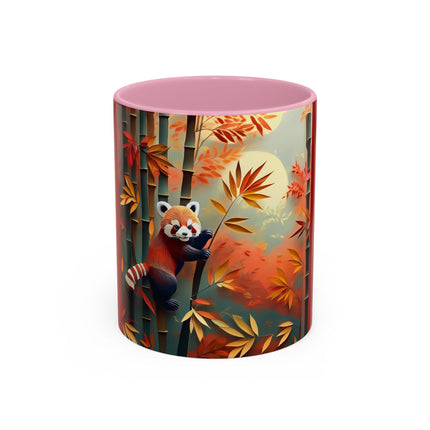 Red Panda at an Autumn Bamboo Grove Colorful Mugs (11oz, 15oz)