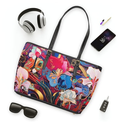 Ethereal Irises PU Leather Shoulder Bag