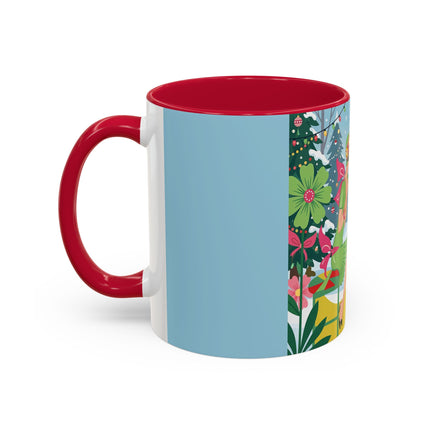 ☕🎄 Christmas Tea In The Snow Garden Colorful Mug – Art Deco Holiday Friendship