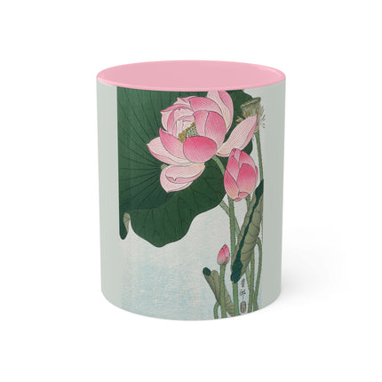 Blooming Lotus Flowers by Ohara Koson Colorful Mugs, 11oz