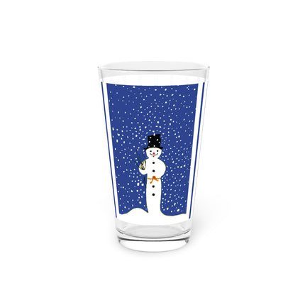 Snowman in Falling Snow Glass, 16oz