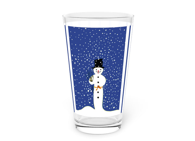 Snowman in Falling Snow Glass, 16oz