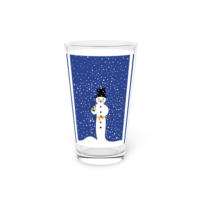 Snowman in Falling Snow Glass, 16oz