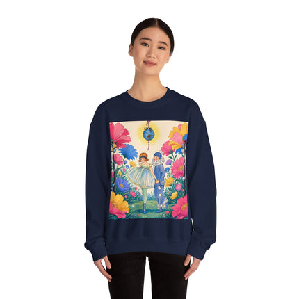 🌸🏮 The Lantern Garden Stroll Crewneck Sweatshirt – Art Deco Floral Whimsy