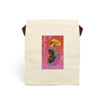 Enchanting Geisha Canvas Lunch Bag With Strap
