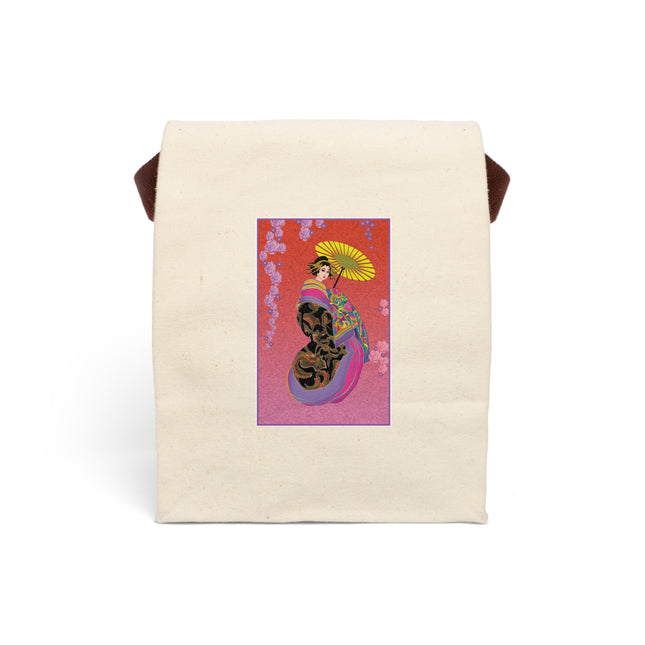 Enchanting Geisha Canvas Lunch Bag With Strap