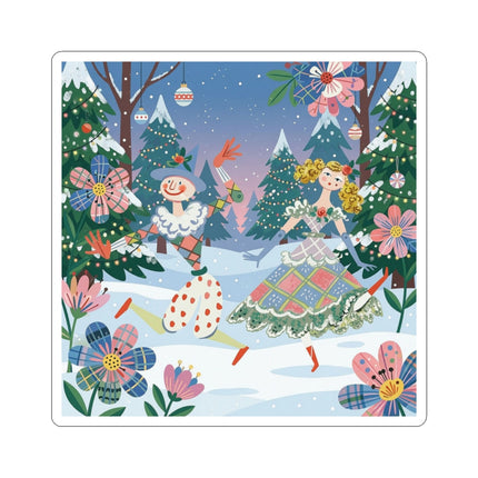 🎭🎄 The Christmas Harlequin Dance Kiss-Cut Sticker – Whimsical Holiday Fantasy