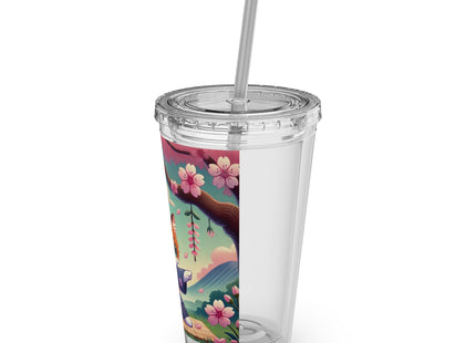 Samurai Kitten Sunsplash Tumbler with Straw, 16oz