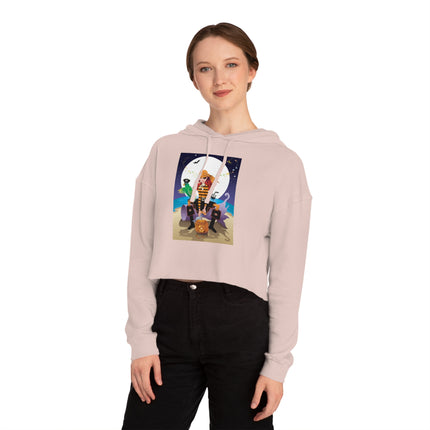 Moonlit Pirate Halloween Women’s Cropped Hooded Sweatshirt