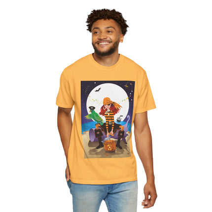 Moonlit Pirate Halloween Unisex Garment-Dyed T-shirt