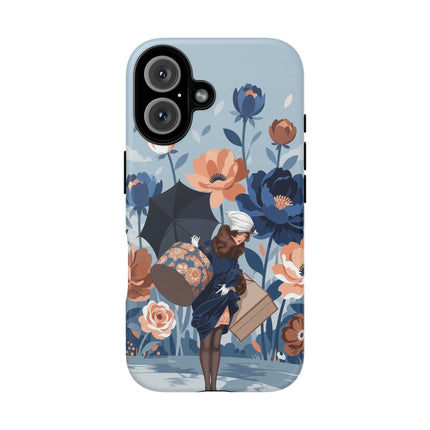 ☂️🌺 The Lady Of The Traveling Garden Phone Case – Art Deco Floral Adventure