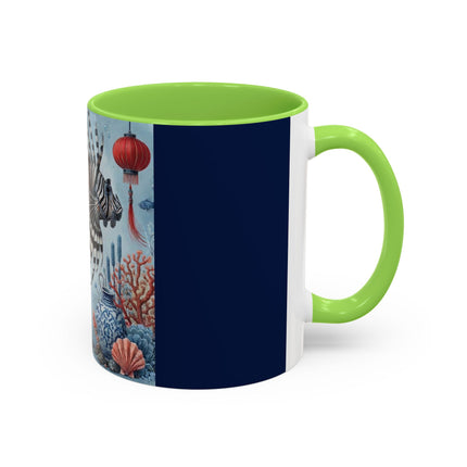 Lionfish & Lantern Colorful Mug – Mystical Ocean & Asian Harmony
