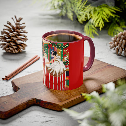 🎄💃 The Christmas Mirror Duet Colorful Mug – Art Deco Holiday Elegance