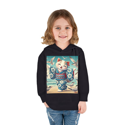 Geisha Kitten by the Seaside Toddler Pullover Fleece Hoodie