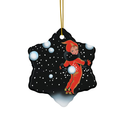 A Festive Snowball Ceramic Ornament, 3 Shapes