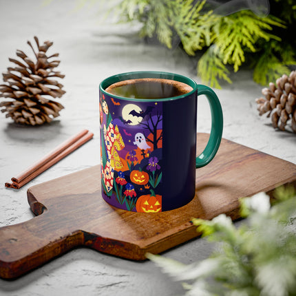 🌙🎃 The Moonlit Garden Masquerade Colorful Mug – Floral Halloween Charm