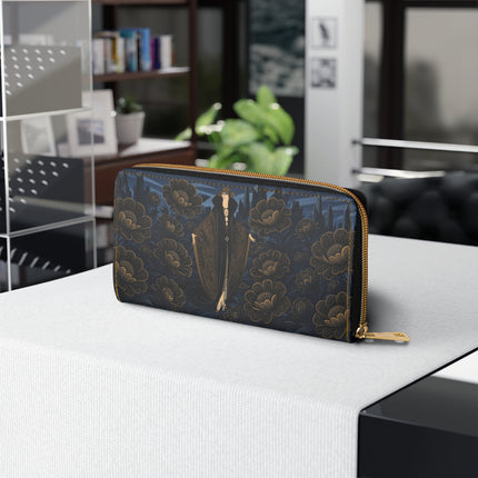 🖤🥀 The Midnight Golden Blossom Wallet – Art Deco Noir Elegance
