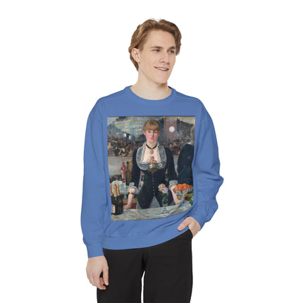 A Bar at the Folies-Bergère by Edouard Manet Unisex Garment-Dyed Sweatshirt