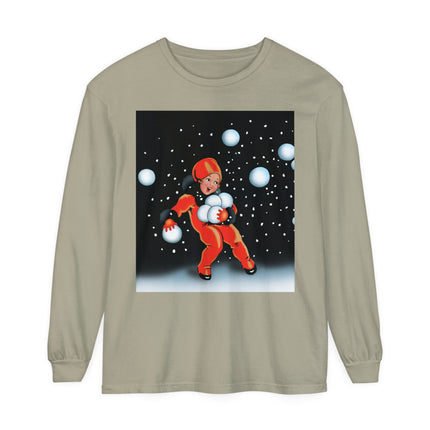 Festive Snowball Unisex Garment-dyed Long Sleeve T-Shirt