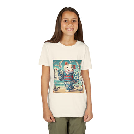 Geisha Kitten by the Seaside Youth Short Sleeve Tee