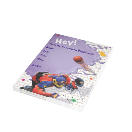 Paintball Battle Party Invitation! Bundles of 10, 30, 50 Pieces Available (envelopes included)