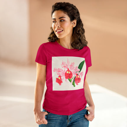 Cattleya gigas by Jean Jules Linden Women's Midweight Cotton Tee