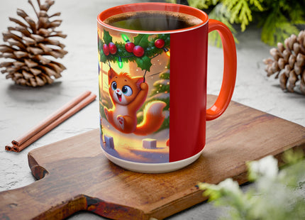 Naughty or Nice Kitten Christmas Colorful Mugs (11oz, 15oz)