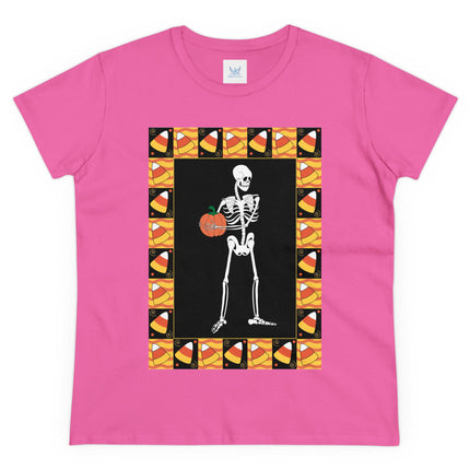 Candy Corn Skeleton Women's Midweight Cotton Tee