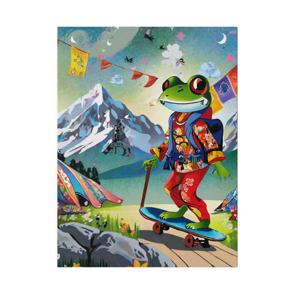 Skateboarding Frog Matte Canvas, Stretched, 0.75"