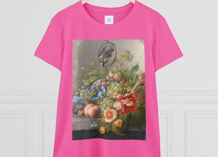 Still Life With Flowers, Fruit, A Great Tit And A Mouse by Herman Henstenburgh Women's Midweight Cotton Tee