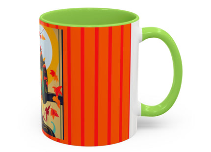 Black Cat in Kimono Colorful Mugs, 11oz