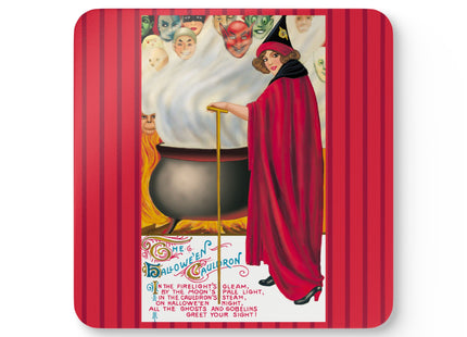 The Hallowe'en Cauldron In the Firelight's Gleam Corkwood Coaster Set