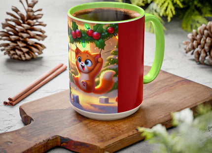 Naughty or Nice Kitten Christmas Colorful Mugs (11oz, 15oz)