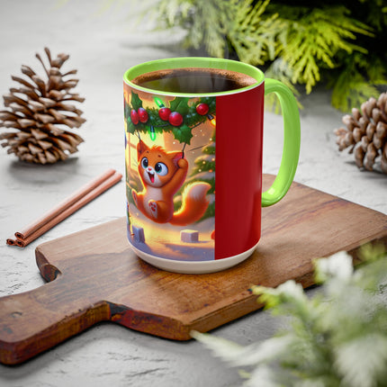 Naughty or Nice Kitten Christmas Colorful Mugs (11oz, 15oz)
