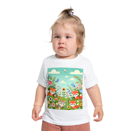 Fox Cubs in Bloom Baby T-Shirt – Springtime Joy & Playful Friendship