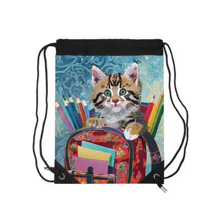 Whiskered Wanderings Drawstring Bag