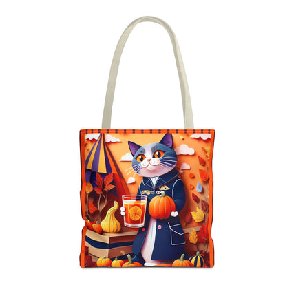 British Shorthair at an Autumn Market Tote Bag (AOP)