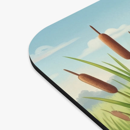 Geisha Kitten Strolls Among the Spoonbills Mouse Pad – Serene Grace & Marshland Wonder