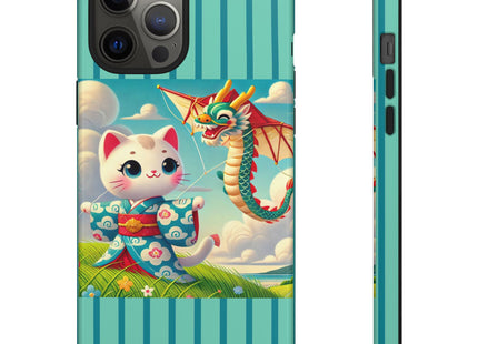 Geisha Kitten and the Dragon Kite Phone Cases