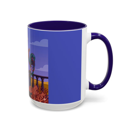 The Dawn Serenade Colorful Mug (11oz, 15oz) – Rooster Beauty, Morning Charm & Art Deco Elegance