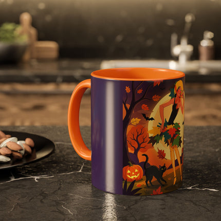 🌕🍂 Autumn Song Beneath The Harvest Moon Colorful Mug – Whimsical Halloween Charm