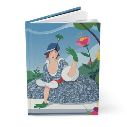 🌺💙 The Lady Of The Peacock Hat Hardcover Journal – Art Deco Garden Elegance