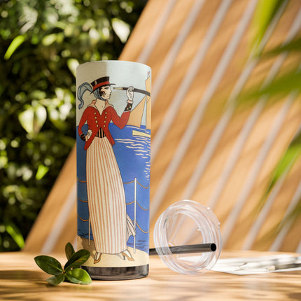 Costume de Yacht by George Barbier Skinny Tumbler with Straw, 20oz