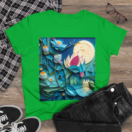 Ethereal Moonlit Lake Women's Midweight Cotton Tee