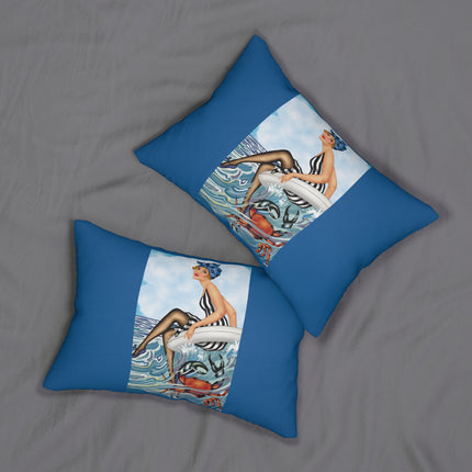 Playful Waves and Fashion Follies Spun Polyester Lumbar Pillow