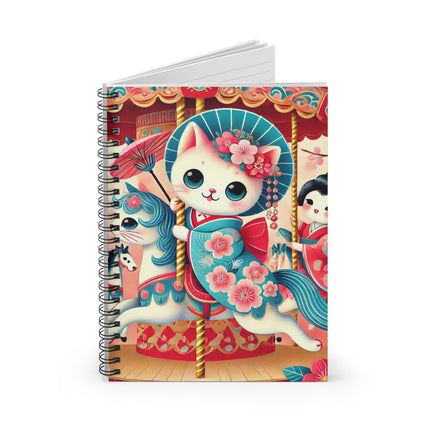 Geisha Kitten's Enchanted Carousel Ride Spiral Notebook - Ruled Line