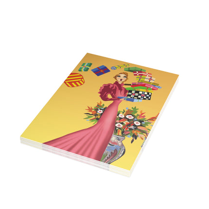 Elegant Holiday Woman with Gifts Postcard Bundles (envelopes included)