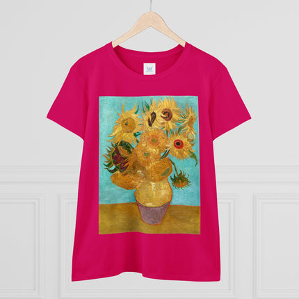 Vase with Twelve Sunflowers by Vincent van Gogh Women's Midweight Cotton Tee